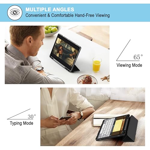 CEDO Smart Case for iPad Pro 10.5 (1st Gen)/Air 3 (3rd Gen) (10.5 in) Tri-Fold Flip Folio Cover | Pencil Holder | Auto Wake-Up/Sleep Mode | Multi View Angles Stand TPU Backcover (Black) - Image 3