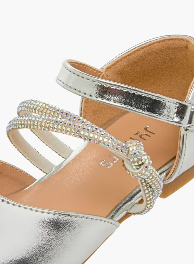 JUNIORS Girls Embellished Ballerina Shoes with Hook and Loop Closure