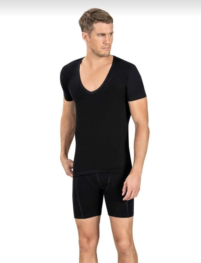 Jiber 213 Men's V Neck Half Sleeve Lycra Undershirt 12 Pieces  - Image 2