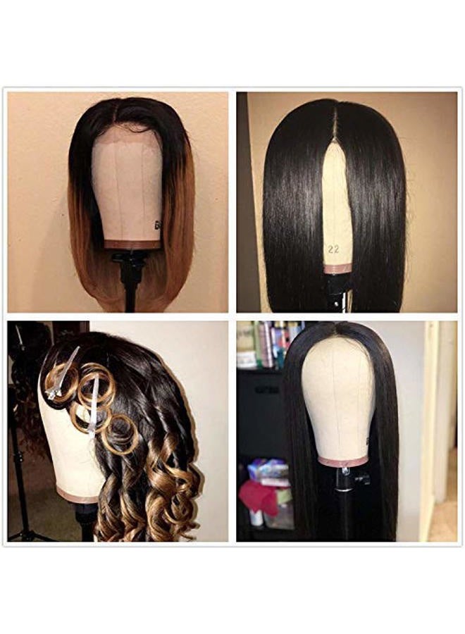 gexworldwide GEX 22" Canvas Block Cork Wig Mannequin Head for Wig Making Drying Styling Display with Table C Stand Clamp Holder&GEX Wig Grip&Pins(Light Brown 22") - Image 5