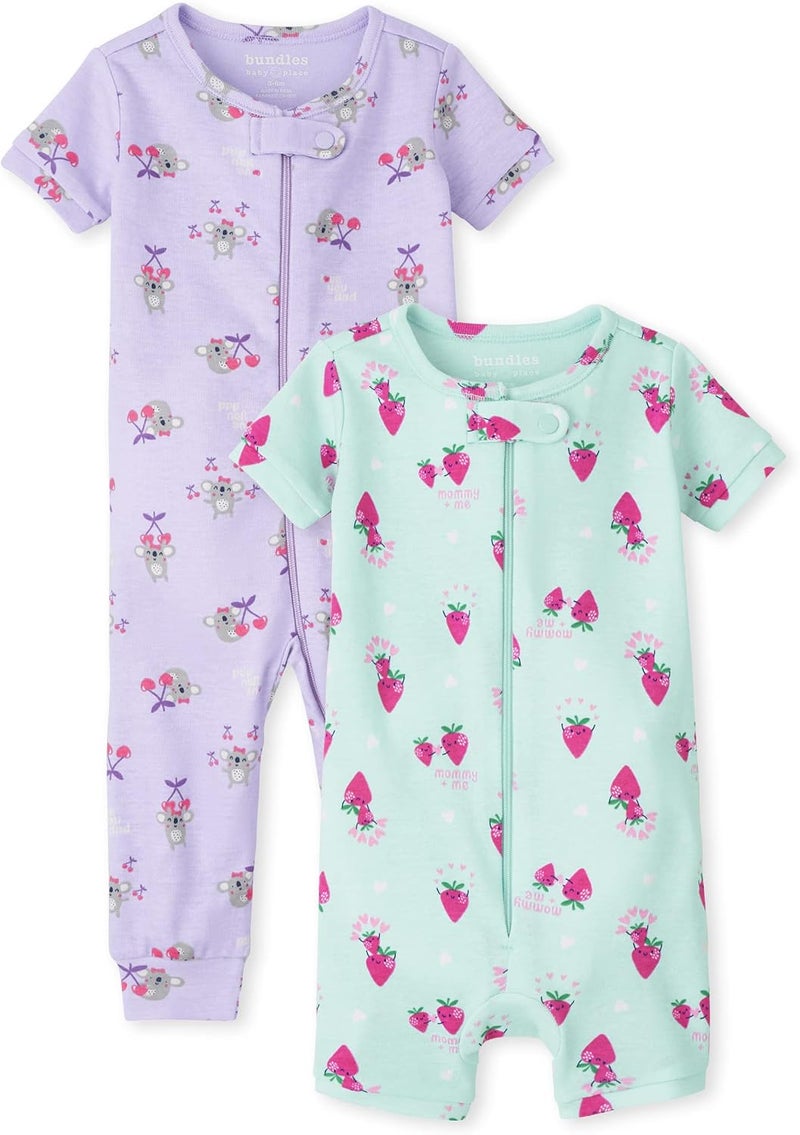 The Children's Place baby-girls The Children's Place Baby Toddler Girls Snug Fit 100% Cotton Zip-front One Piece Footed Pajama Baby and Toddler Sleepers (pack of 2) - Image 1