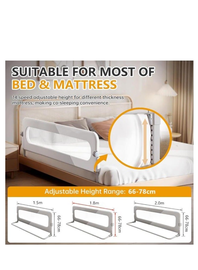Golden Baby Bed Rails Guard - Foldable Toddler Bed Rail, Kids' Bed Rails & Rail Guards,Safety Bed Fence Protector Rail, Adjustable Heights Bed Guard Rail for Queen King Twin Bed Kid (1.5 M) - Image 2