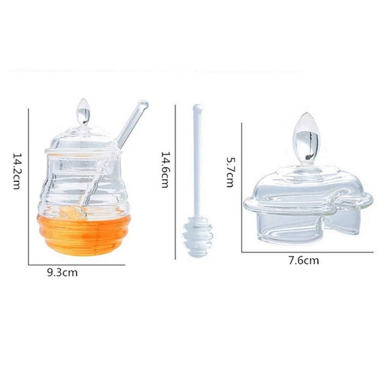 KPS Honey Bottle Transparent Honey Pot With Stirring Rod Lid Kitchen Condiment Storage Organizer Honey Jar Container For JamJellySyrupHomeKitchen Pack of 1250ml - Image 4