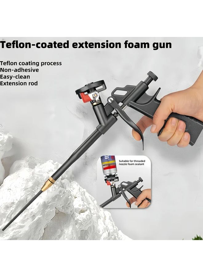 Black Professional Foam Gun Extended Handle All Metal Trigger Pump Easy Clean Use Ideal Home Renovation Diy Projects Air Conditioning Doors Windows - Image 3