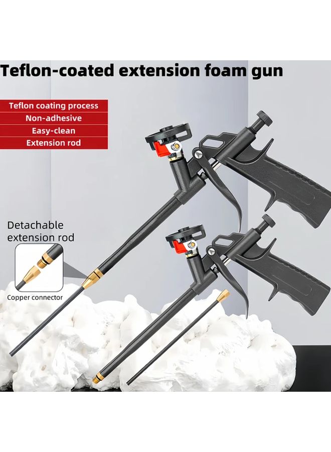 Black Professional Foam Gun Extended Handle All Metal Trigger Pump Easy Clean Use Ideal Home Renovation Diy Projects Air Conditioning Doors Windows - Image 1