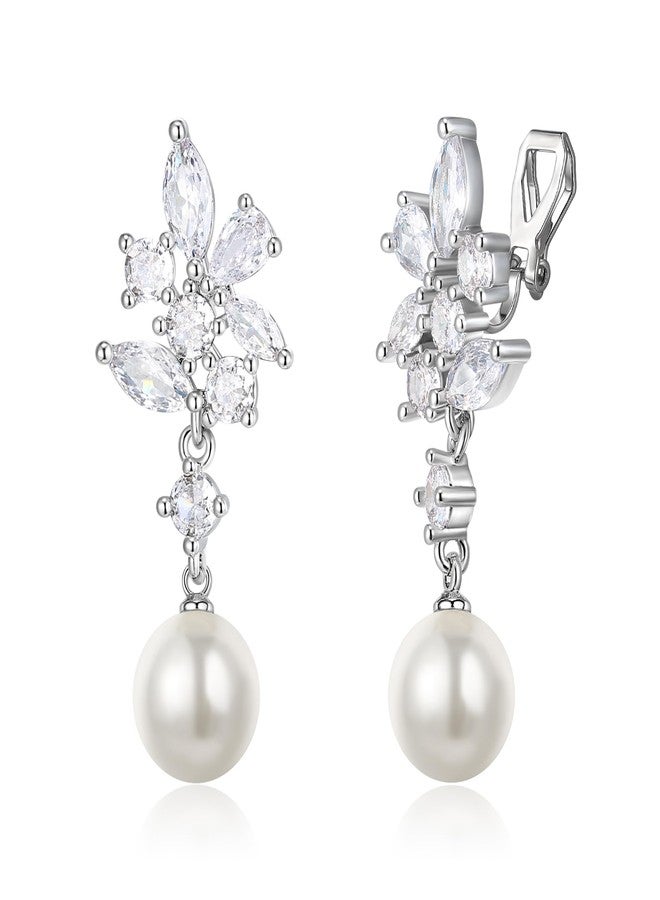 FANZE Pearl Drop Dangle Earrings for Women, Pearl Drop Dangle Wedding Engagement Earrings For Women Bridal Bridesmaid - Image 1