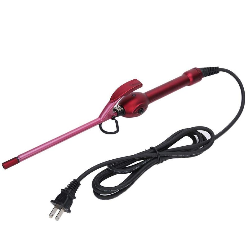 woobles Ceramic Conical Curling Wand Ceramic Hair Waver Curler, Curling Iron Hair Curler Mini Electric Hair Curler Salon Curling Wand Anti-Scald Temperature Adjustment Hair Styling Tool (16mm-US)-16mm Us - Image 3