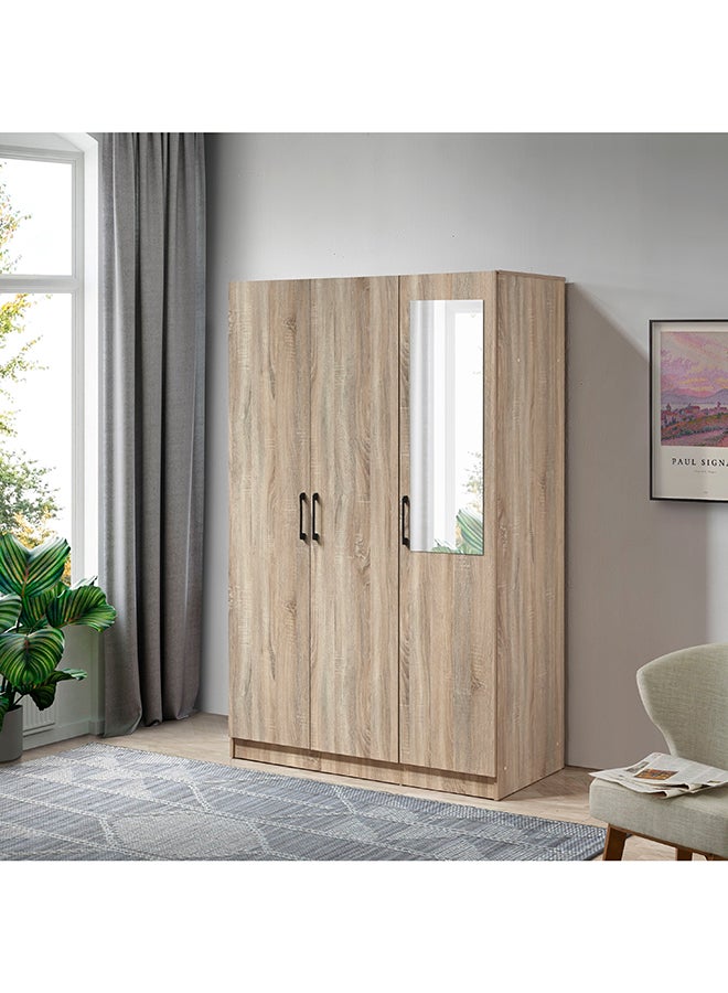 Home Box Oasis Cambridge 3-Door Wardrobe with Mirror and Drawer with Lock 55 x 190 x 120 cm - Image 1