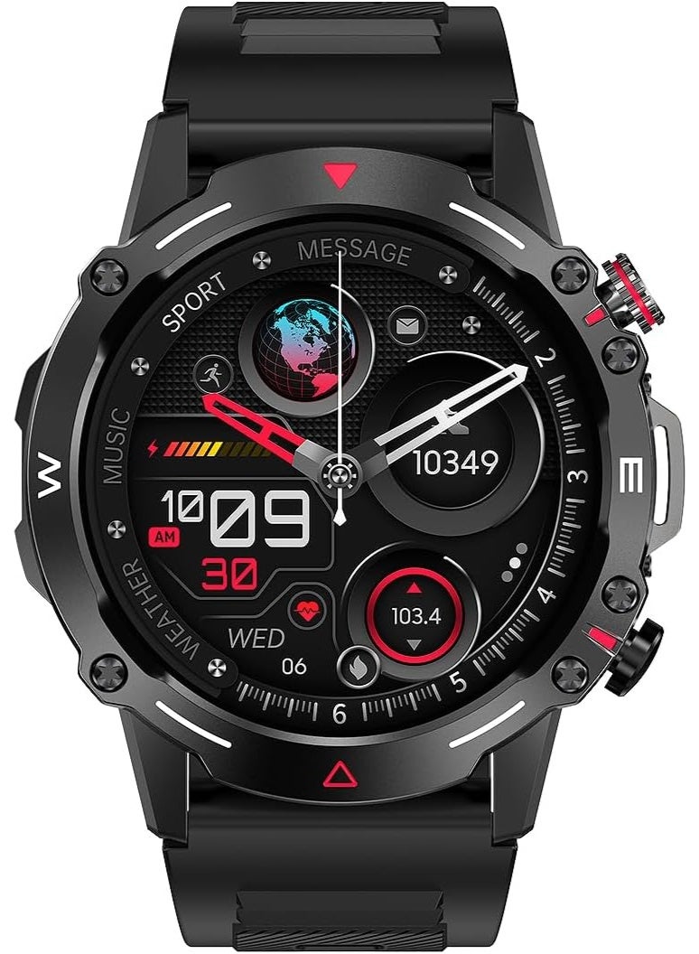 Smart Watch for Men with AMOLED Always-On Display, Bluetooth Calling, 100+ Sports Modes, Heart Rate Sleep Monitor, Waterproof Fitness Tracker for Android iOS (Black) - Image 2