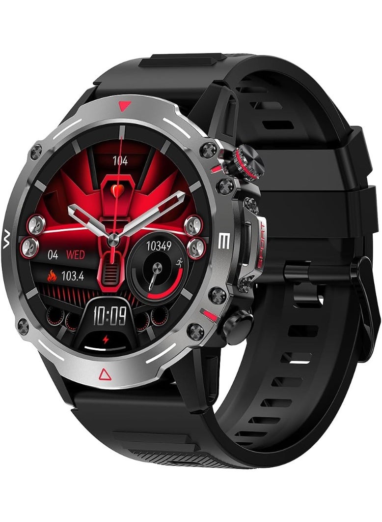 Smart Watch for Men with AMOLED Always-On Display, Bluetooth Calling, 100+ Sports Modes, Heart Rate Sleep Monitor, Waterproof Fitness Tracker for Android iOS (Black) - Image 1