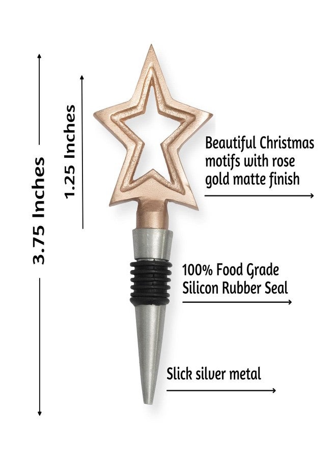 فولكالتشر طقم سدادات نبيذ فولكالتشر لعيد الميلاد (قطعتان) | سدادات زجاجات الشمبانيا | إكسسوارات نبيذ للعشاق | هدايا وزينة عيد الميلاد | تصميم غزال ذهبي وردي - Image 5