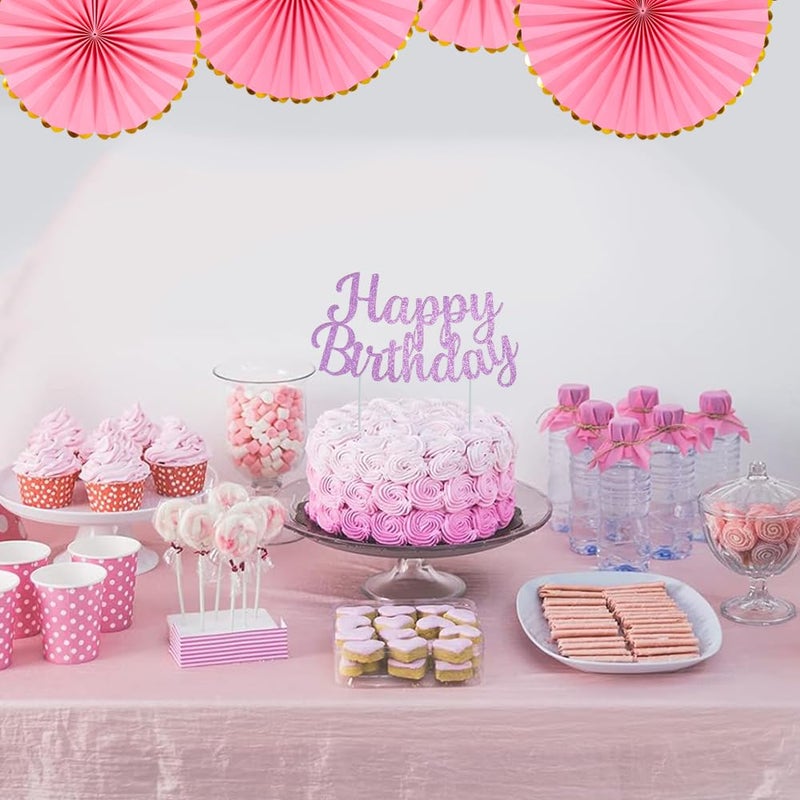 بيشيدا Beishida Pink Happy Birthday Cake Topper عيد ميلاد سعيد كعكة عيد ميلاد ديكور ديكور عيد ميلاد زخرفة مستلزمات مصورة الصور الدعائم - Image 3