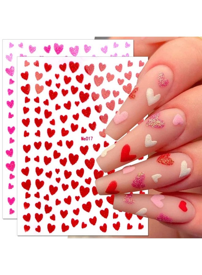 KZBTRBT 10 Sheets Heart Nail Stickers Glitter Shiny Love Nail Decals 3D Self Adhesive Nail Art Stickers Glitter Powder Effect Valentine's Day Hearts Designs DIY Valentines Manicure Decorations Accessories - Image 1