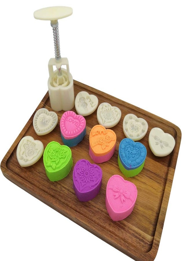 None/Brand Moon Cake Mold Set Mid Autumn Festival 6pcs 50g Cookie Stamps, Heart Shaped Cookie Mold DIY Hand Press Cookie Dessert Cutter Pastry Decoration Tool Mooncake Maker - Image 1