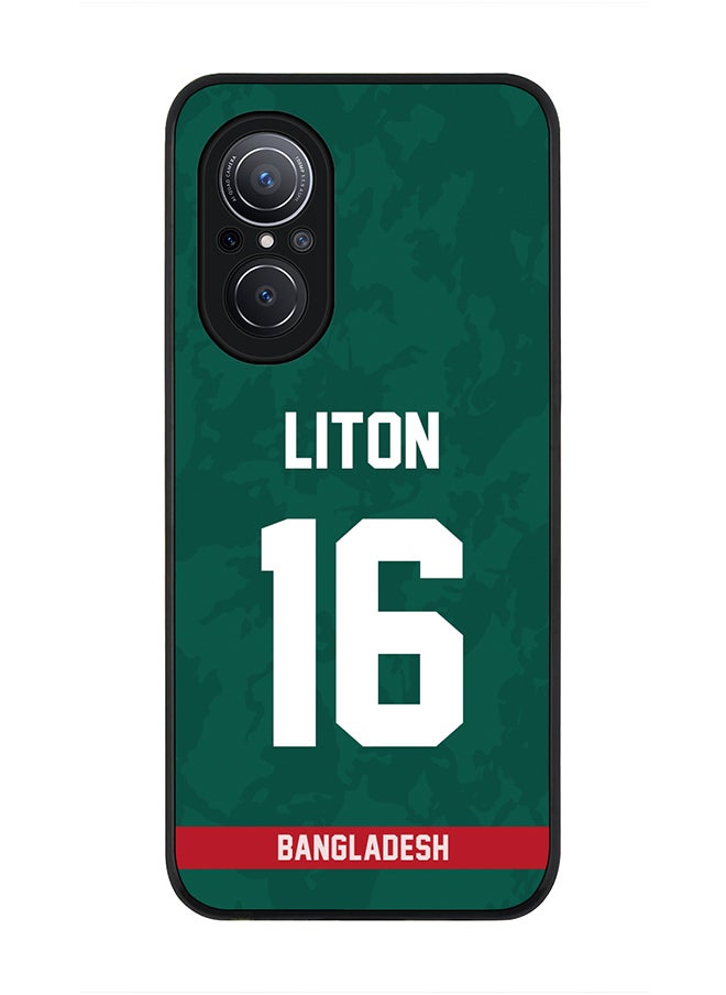 Stylizedd - Rugged Black Edge Case for Huawei Nova 9 SE , Slim fit Soft Case Flexible Rubber Edges Thin Cover - Player Name - Liton Das, Jersey Number- 16 - Image 1