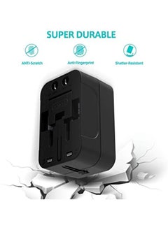 SHOPI Travel Adapter, Universal All-in-One Worldwide Travel Adapter Power Converters Wall Charger AC Power Plug Adapter with Dual USB Charging Ports for Asia Europe UK AUS and USA (Black)  - Image 2