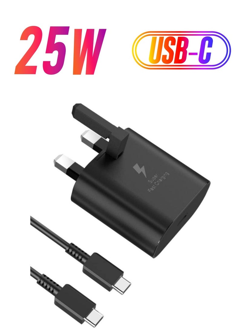 25W for Samsung Phone Fast Charger for S23, S23+, S23 Ultra, S22, S22+, S22 Ultra, S21, S21 Ultra, S21+, S20, A33, A72, A71, A53, A52, A51, A50, M33 USB C Cable and Plug Charge - Image 1