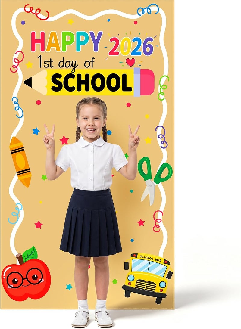 ARS Back to School Banner Backdrop, First Day of School Welcome Photography Background, Reusable School Party Decorations Banner for Teachers, Students, Classroom, Kindergarten & School Events - Image 1