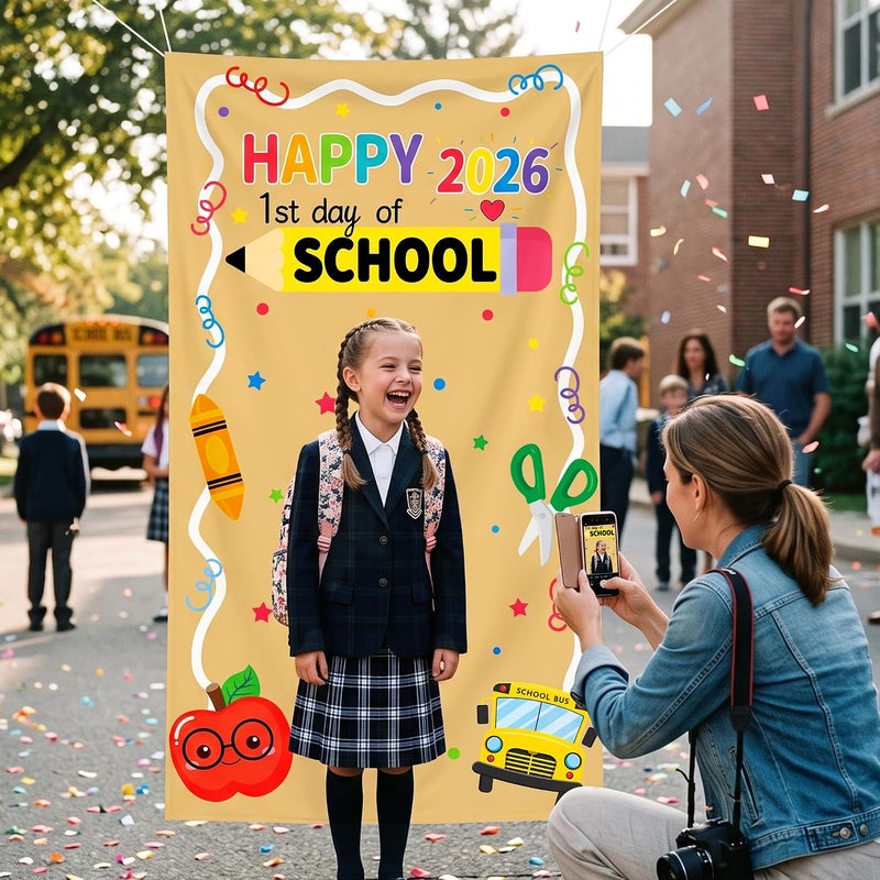 ARS Back to School Banner Backdrop, First Day of School Welcome Photography Background, Reusable School Party Decorations Banner for Teachers, Students, Classroom, Kindergarten & School Events - Image 2