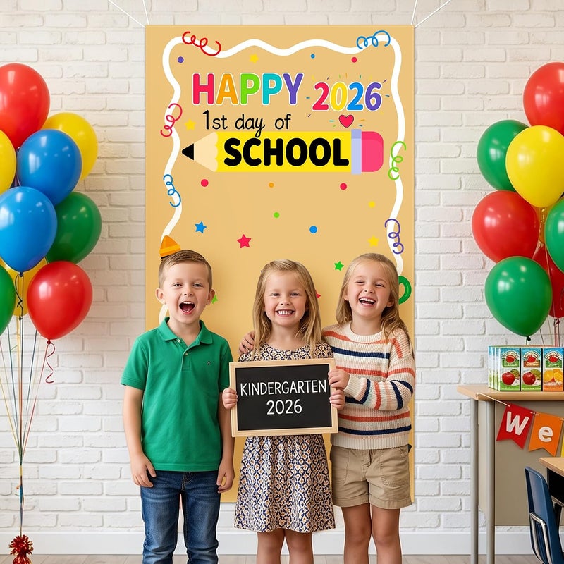 ARS Back to School Banner Backdrop, First Day of School Welcome Photography Background, Reusable School Party Decorations Banner for Teachers, Students, Classroom, Kindergarten & School Events - Image 3