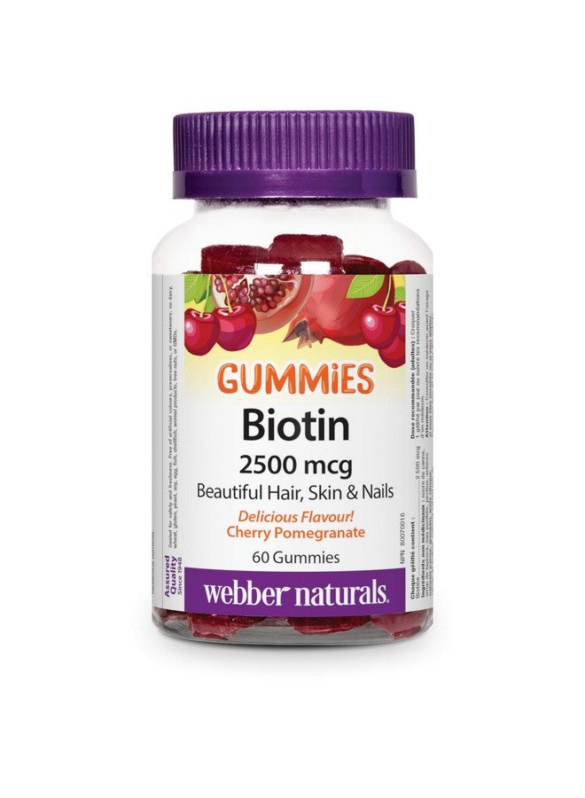 Webber Naturals Biotin Gummies 2500 mcg, Cherry Pomegranate, 60 Gummies - Image 1