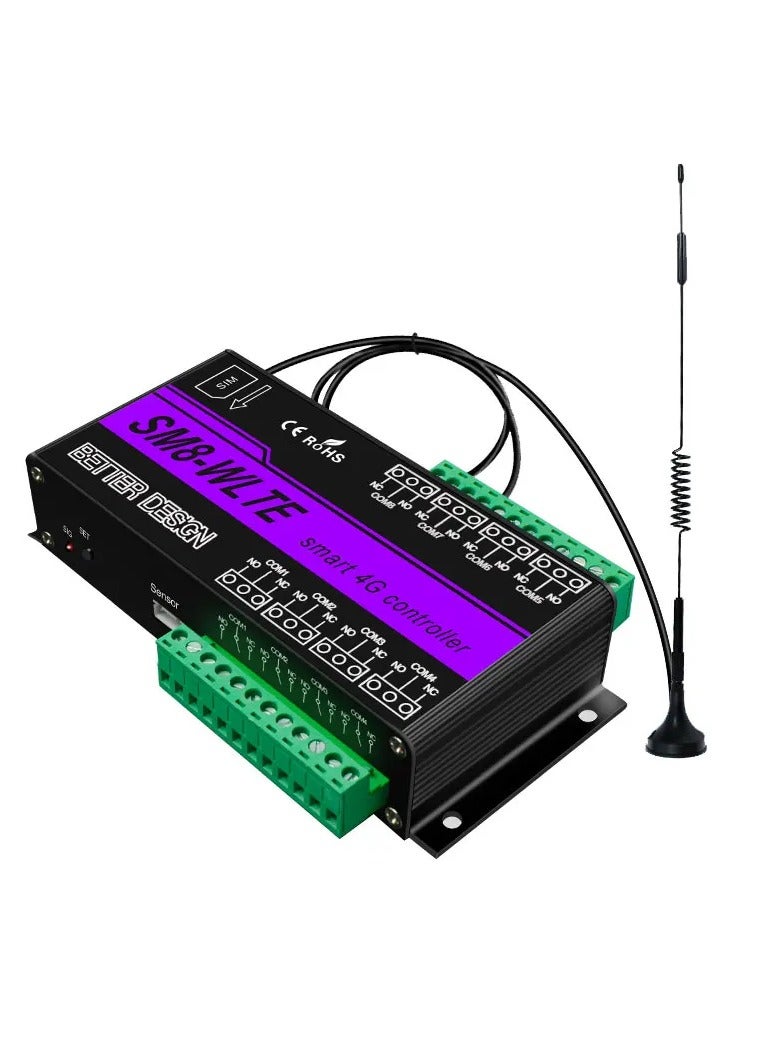 Wireless GSM Smart Control Module 4G SM8-WLTE Full Netcom 4G 8 Way Remote Control Phone SMS Alarm Input Connection Water Pump Forward and Backward Intelligent Remote Switch  - Image 1