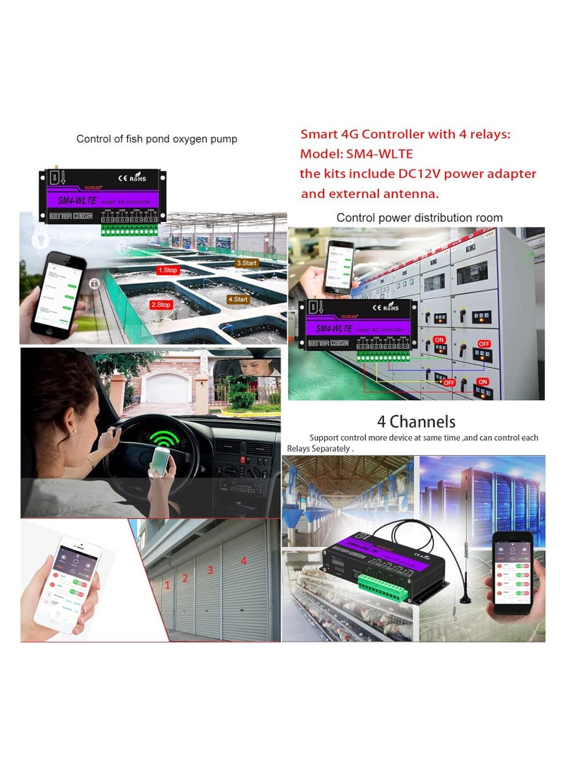 Wireless GSM Smart Control Module 4G SM8-WLTE Full Netcom 4G 8 Way Remote Control Phone SMS Alarm Input Connection Water Pump Forward and Backward Intelligent Remote Switch  - Image 2