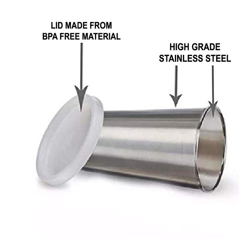 NOBILEA Stainless Steel GlassTumbler with BPA Free Lid Steel Straw with Cleaning Brush Food Grade Cap for Straw and Extra Storage Lid 100 Leak Proof 370 ml Silver - Image 4