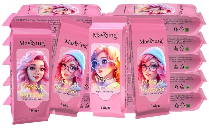Masking Super mini Makeup Remover Wipe Super Mini Size Wipe Makeup Remover for Face Pack 10 - Image 1