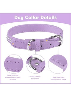 BA2006 Adjustable Dog Real Split Leather Studded Pet Dog Collar, Durable Doggy Collars for Small Medium Large Dogs - Purple L - pzsku/Z6725712329C81BA1C9FAZ/45/_/1691326096/0fc01bd5-2200-43b0-8859-771d91215494