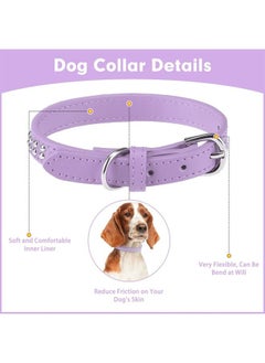 BA2006 Adjustable Dog Real Split Leather Studded Pet Dog Collar, Durable Doggy Collars for Small Medium Large Dogs - Purple L - pzsku/Z6725712329C81BA1C9FAZ/45/_/1691326096/47e09dc8-7b81-4c2c-8dd1-c558f6e3ead5