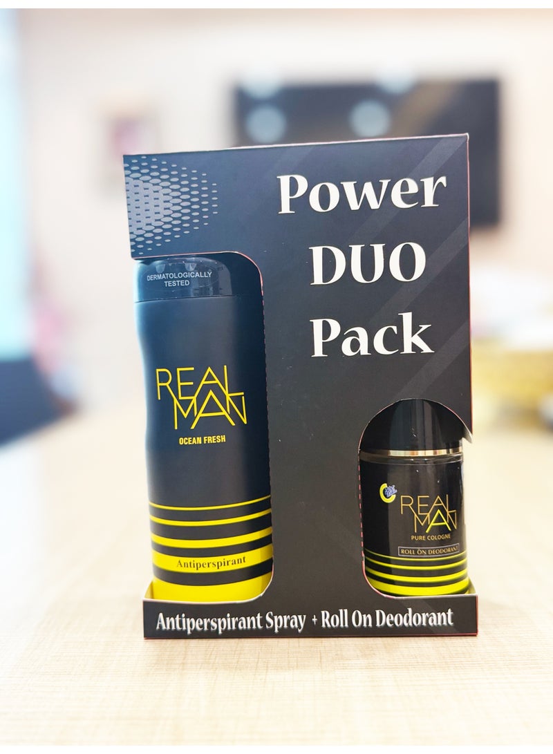 Realman Power Duo Pack -  Antiperspirant Ocean Fresh 150ml + Roll On Pure Cologne 50 ml - Image 1