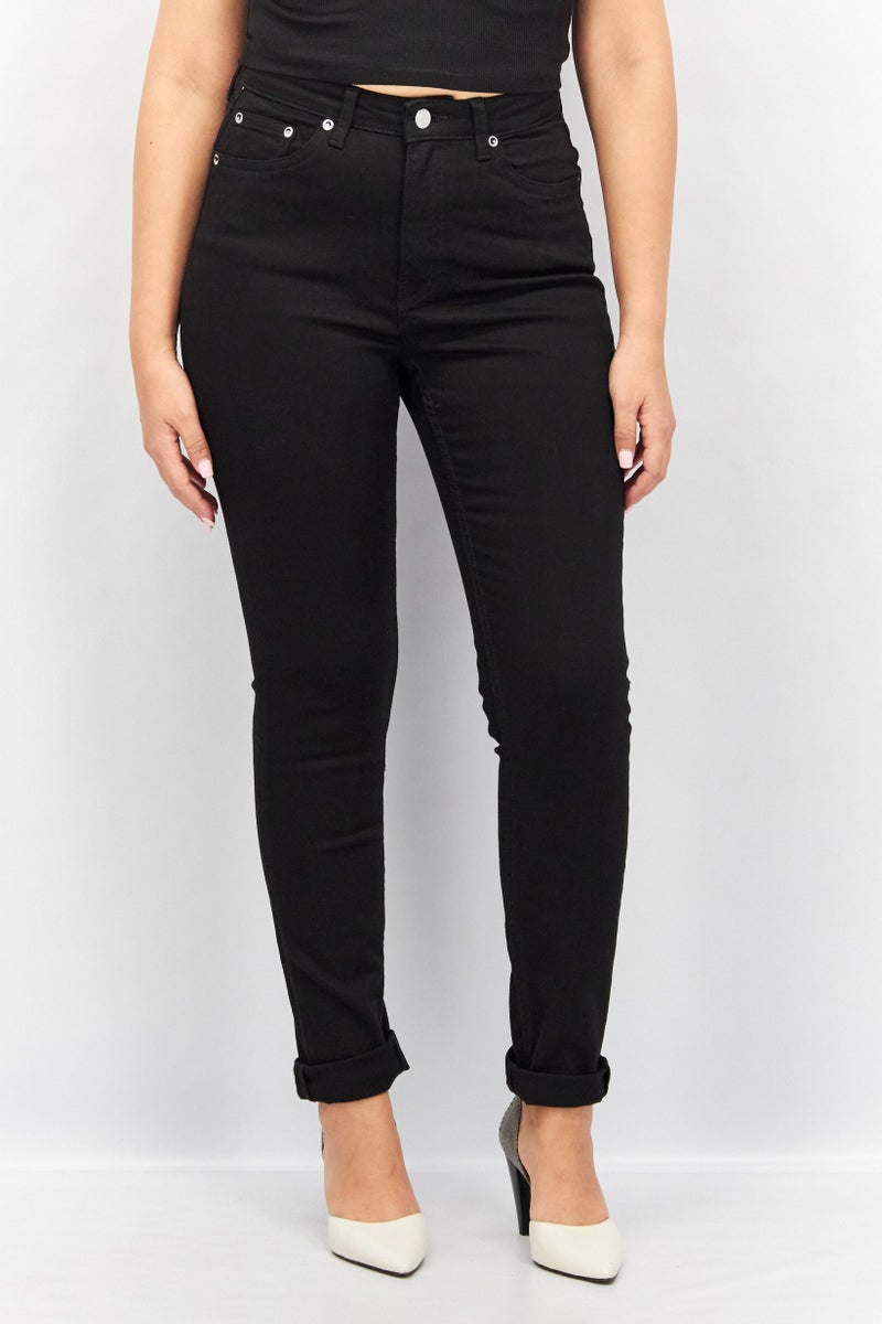 Weekday Women Skinny Fit High Waist Solid Stretchable Denim Jeans, Black - Image 1