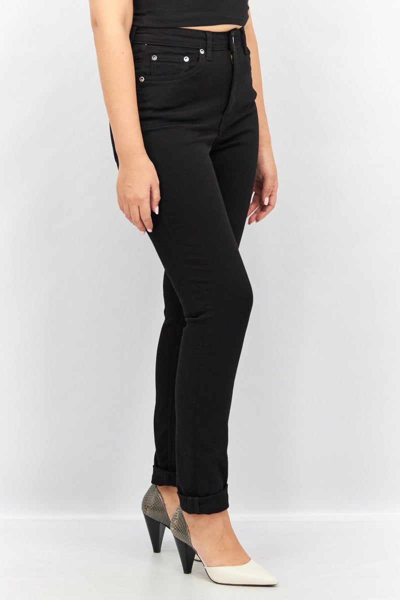 Weekday Women Skinny Fit High Waist Solid Stretchable Denim Jeans, Black - Image 2