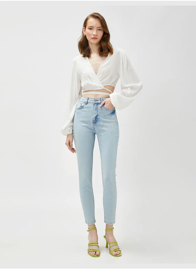 كوتون Skinny Leg Denim Trousers Skinny Fit High Waist - Carmen Jean