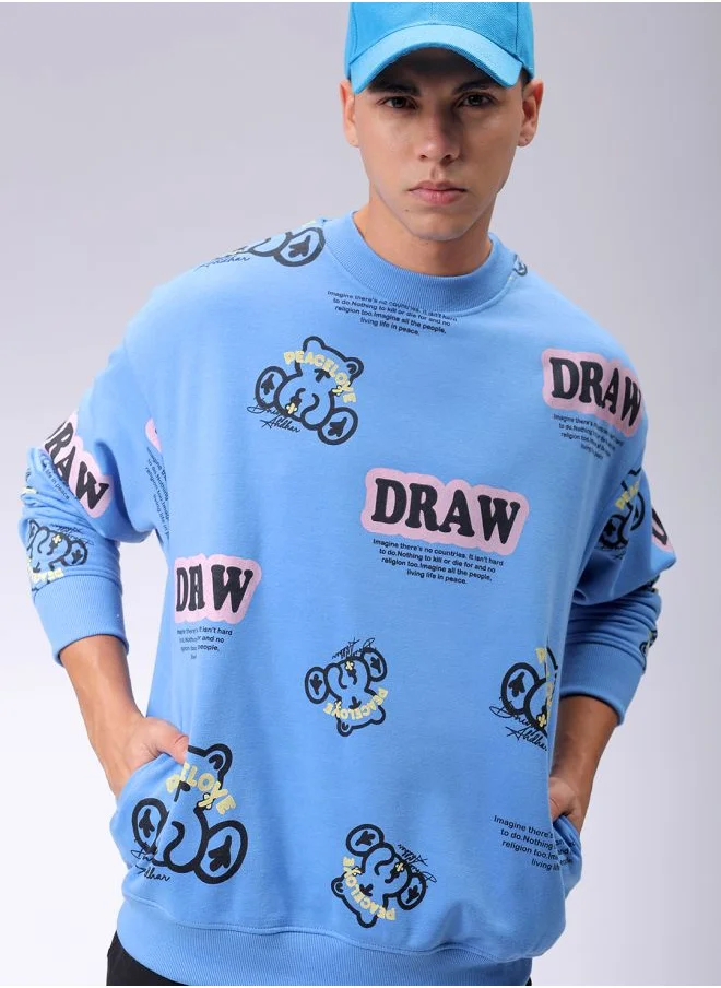 شركة المرآب الهندية Men Relaxed Fit Abstract Crew Neck Overhead Sweatshirt