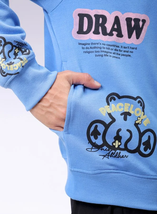 شركة المرآب الهندية Men Relaxed Fit Abstract Crew Neck Overhead Sweatshirt