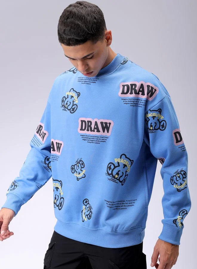 شركة المرآب الهندية Men Relaxed Fit Abstract Crew Neck Overhead Sweatshirt