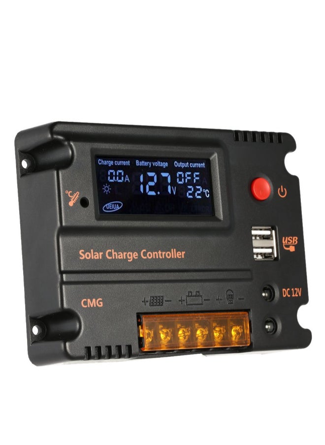 ماركة غير محددة جهاز تحكم بالشحن مزود بشاشة LCD يعمل بالطاقة الشمسية أسود 135 x 100 x 25مم  - Image 2