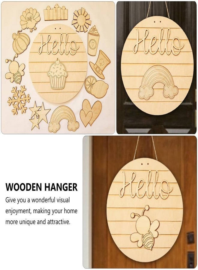 كيسيو لوحة ترحيب موسمية قابلة للتبديل من KESYOO، مصنوعة من الخشب غير المكتمل، تُعلق على باب المنزل الأمامي، وتُستخدم كلوحة جدارية ريفية لتزيين المنازل في المهرجانات. - Image 4