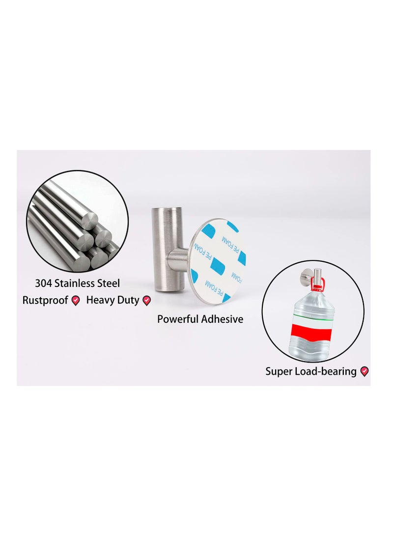 Excefore Bath Towel Hook, Strong Self Adhesive Robe Hook, SUS 304 Stainless Steel Stick on Wall Coat/Clothes Hook No Drilling, Shower Wall Hook for Bathroom Kitchen Office Closet(Set of 3) - Image 3