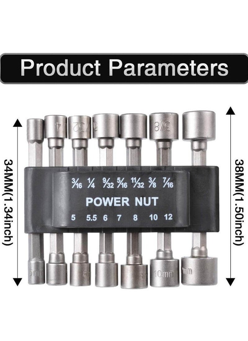 Generic Power Nut Driver Drill Bit Set, 14pcs 1/4” Hex Socket Adapter Bolt Drivers Repairing Tool, Cr-V Steel, For Quicker Change Chuck, Electric Screwdriver, Hand Drill, Pneumatic Drill, Lithium Drill  - Image 4
