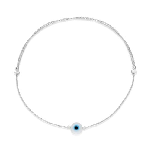 NAZ COLLECTION Evil Eye Bracelet Red String Kabbalah Protection Handmade Adjustable Bracelet For Women Men, ADULT Bracelets (Silver white) - Image 1