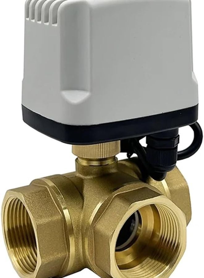 صمام الكرة النحاسي الميكانيكي المضاد للماء ثلاثي الاتجاه 0.5 بوصة نوع T 220 فولت تيار متردد CR04 تحكم كهربائي - Image 1