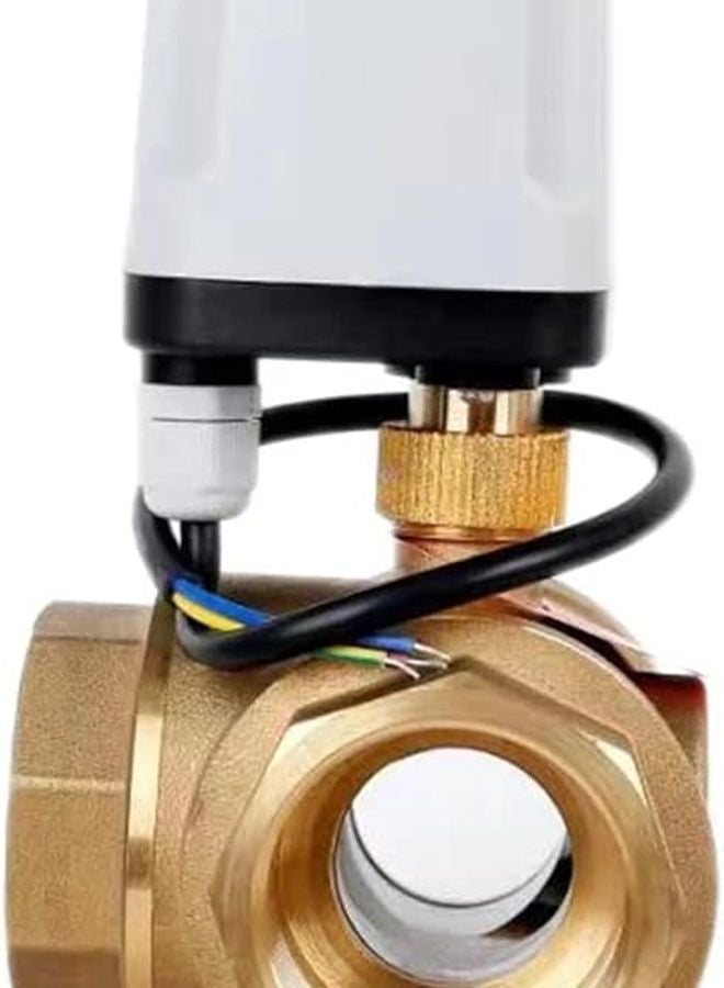 صمام الكرة النحاسي الميكانيكي المضاد للماء ثلاثي الاتجاه 0.5 بوصة نوع T 220 فولت تيار متردد CR04 تحكم كهربائي - Image 3