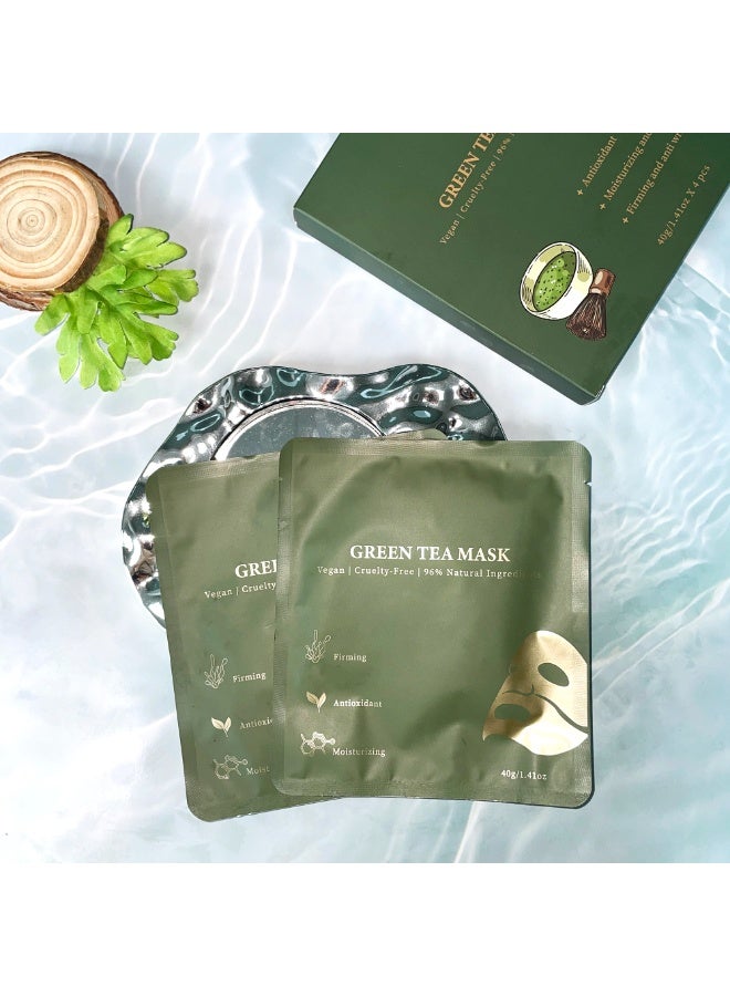 HFRUI (HFRUI) Green Tea Facial Mask – Collagen Moisturizing & Anti-Aging Sheet Mask, Brightening & Nourishing Skincare - Image 1