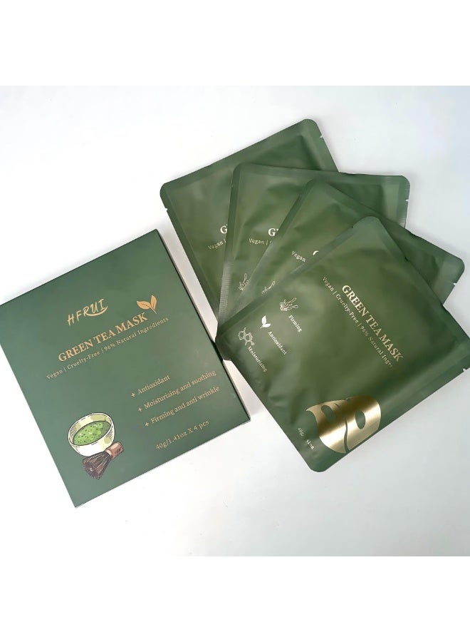 HFRUI (HFRUI) Green Tea Facial Mask – Collagen Moisturizing & Anti-Aging Sheet Mask, Brightening & Nourishing Skincare - Image 4