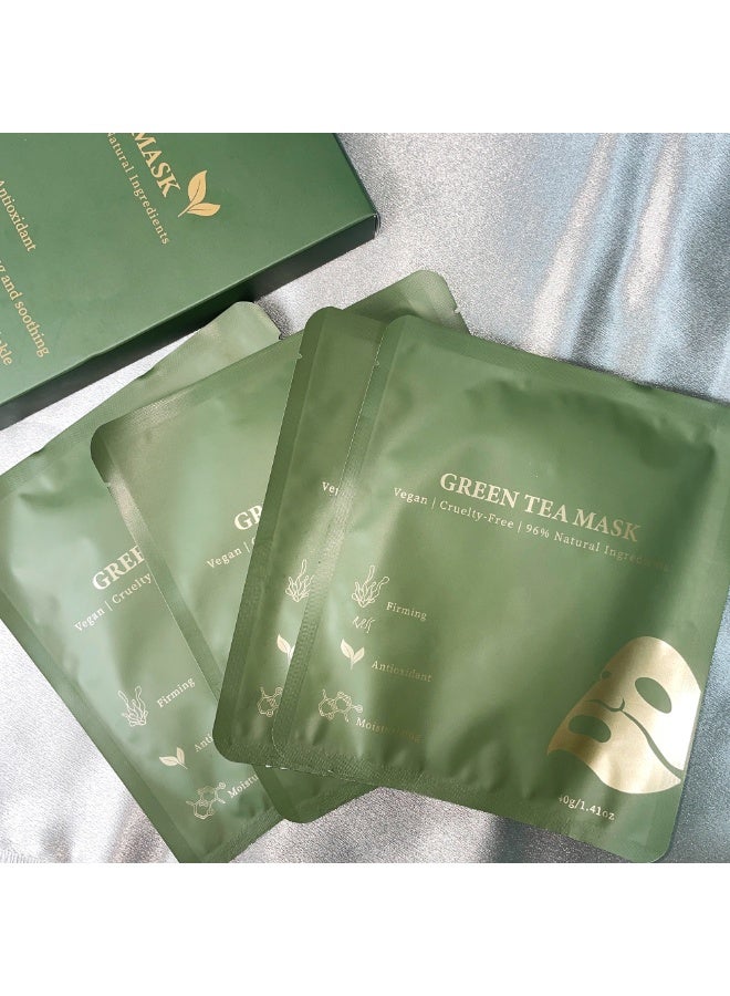 HFRUI (HFRUI) Green Tea Facial Mask – Collagen Moisturizing & Anti-Aging Sheet Mask, Brightening & Nourishing Skincare - Image 5