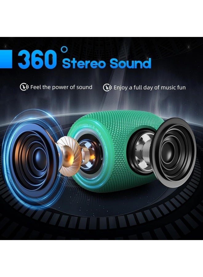 Portable Bluetooth Speaker, BT5.3 Wireless Speaker 10W Bass Diaphragms with Multi LED Light Dynamic Modes, IPX6 Waterproof 16H Playtime supports FM Mode, TF, USB for Home, Cycling, Outdoor, Beach-Teal - Image 2