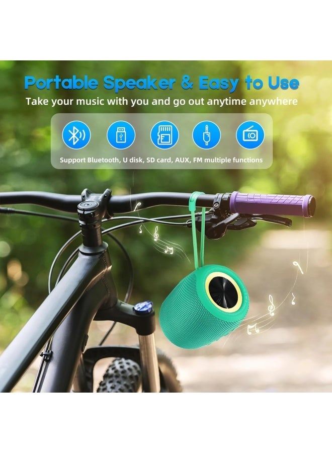 Portable Bluetooth Speaker, BT5.3 Wireless Speaker 10W Bass Diaphragms with Multi LED Light Dynamic Modes, IPX6 Waterproof 16H Playtime supports FM Mode, TF, USB for Home, Cycling, Outdoor, Beach-Teal - Image 5